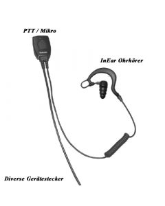 2Wire FBI-Garnitur mit In-Ear Ohrhörer, separate PTT/Mikrofon
